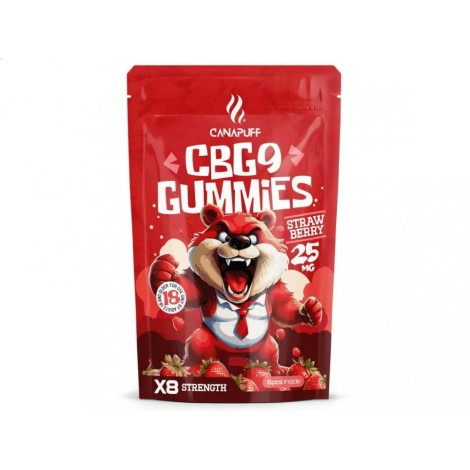 Gummies CanaPuff CBG9 Fraise, 5 pcs x 25 mg CBG9, 125 mg