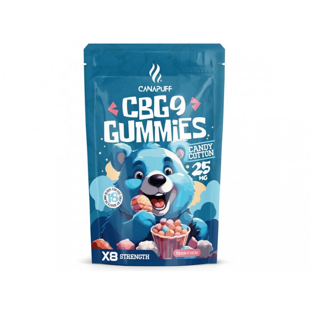 Gummies CanaPuff CBG9 barbe a papa, 5 pcs x 25 mg CBG9, 125 mg